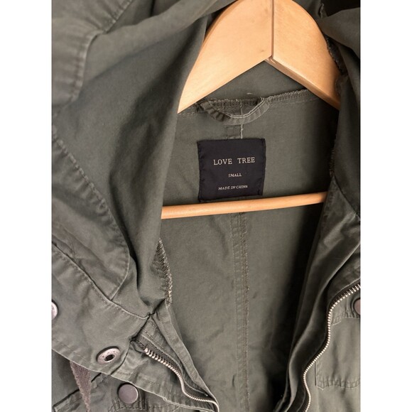 Women’s Love Tree Army Olive Green Khaki Utility Military Jacket Coat Size Small - Picture 3 of 8